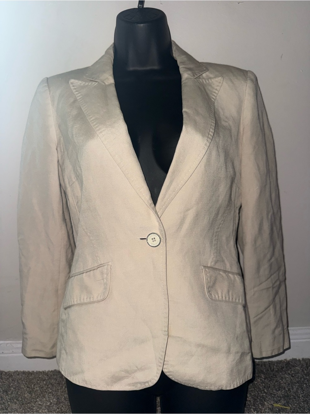 Calvin Klein Women's Cream Single-Button Tailored Blazer